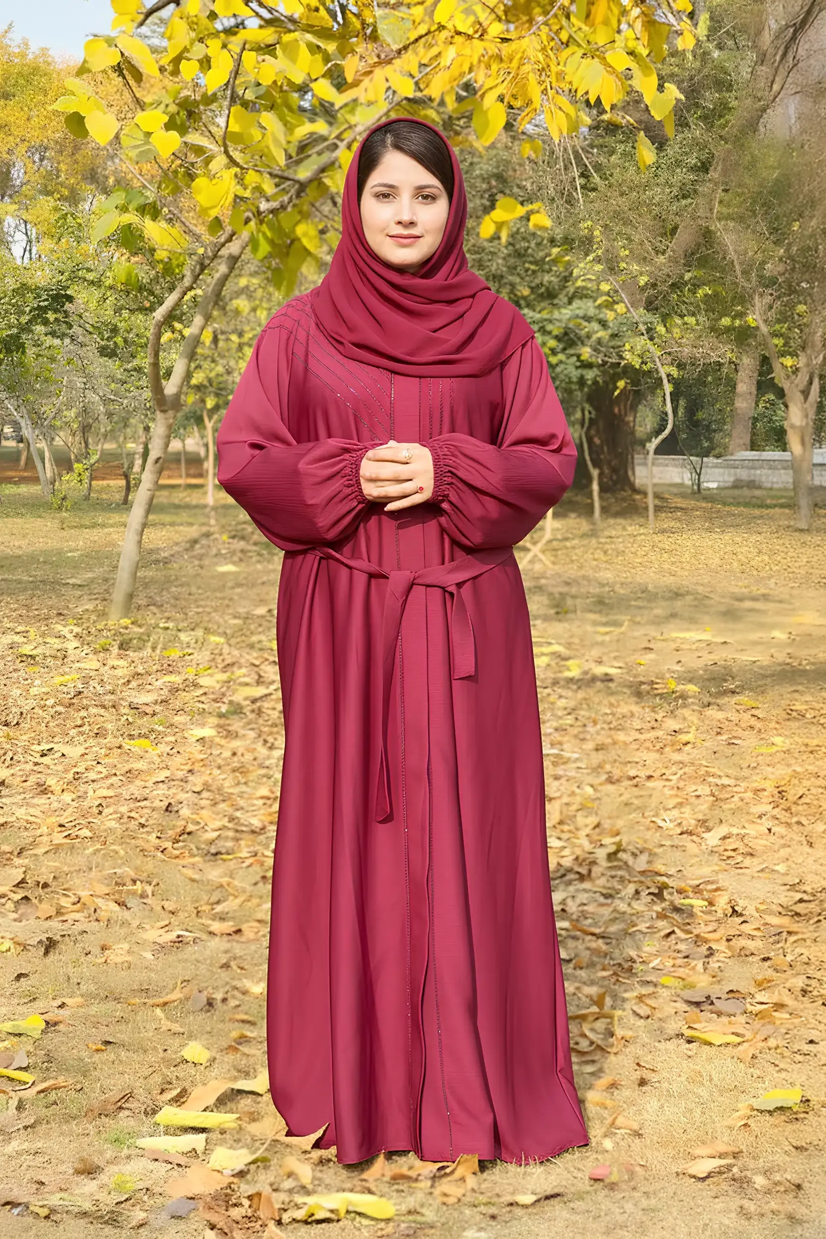 Zuhur-Maroon Abaya for women from abayastore