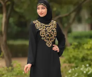 Embroidered Abaya for Women – Elegant Designs in Pakistan 5 Neckline Embroidery